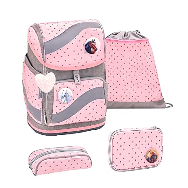 Belmil Smarty Mochila Escolar Ergonómica, Set de 4 Piezas 405-51/AG/S (Pink Dots 2)
